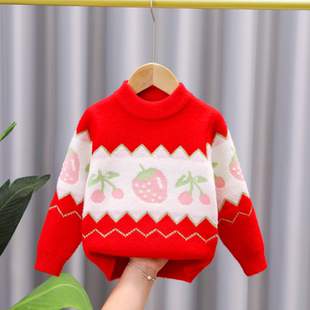 女童水貂绒秋冬季加厚外穿内搭保暖长袖毛衣中大童儿童洋气针织衫