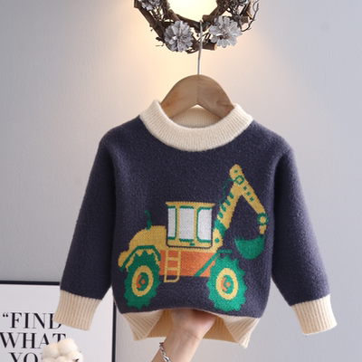 儿童毛衣秋冬2025新款男童套头针织衫加厚打底男女宝宝小童洋气