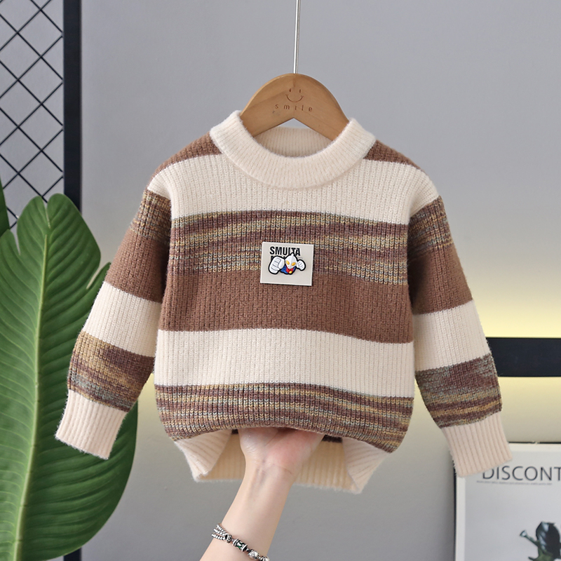 儿童毛衣男童针织衫2025新款秋冬季加厚宝宝外穿卡通百搭男孩上衣