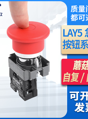 LAY5红色蘑菇头急停设备按钮开关22mm安装直径NONC