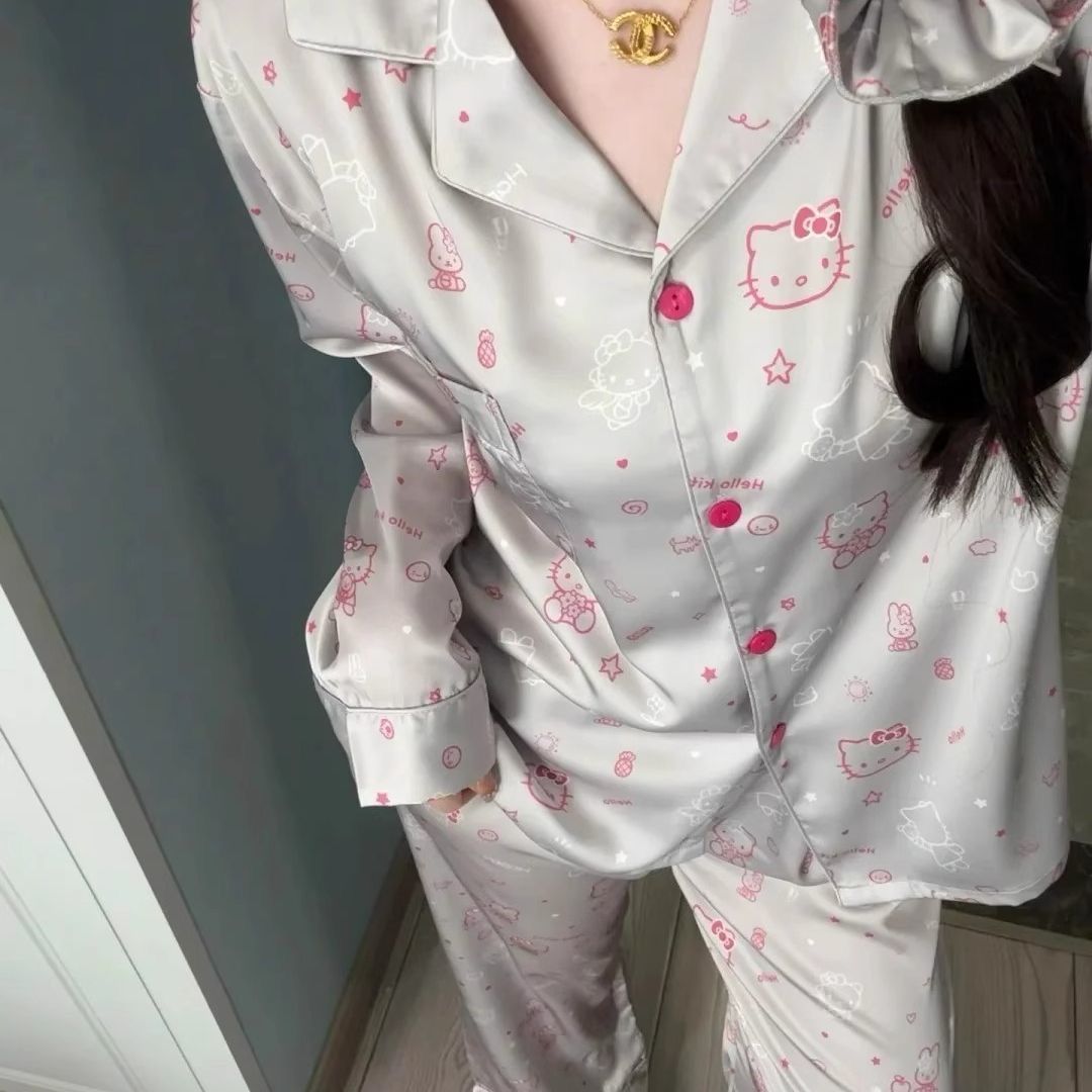 凯蒂猫冰雪丝可外穿睡衣套装女