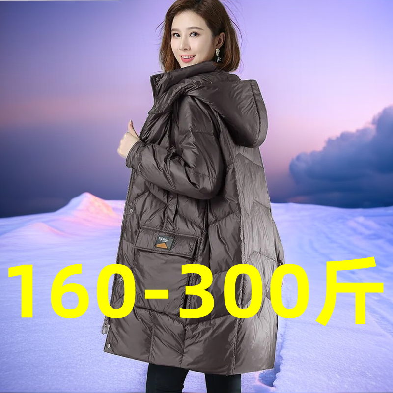 胖mm300斤羽绒棉中长款棉服高档冬季新款洋气加厚棉袄宽松外套女