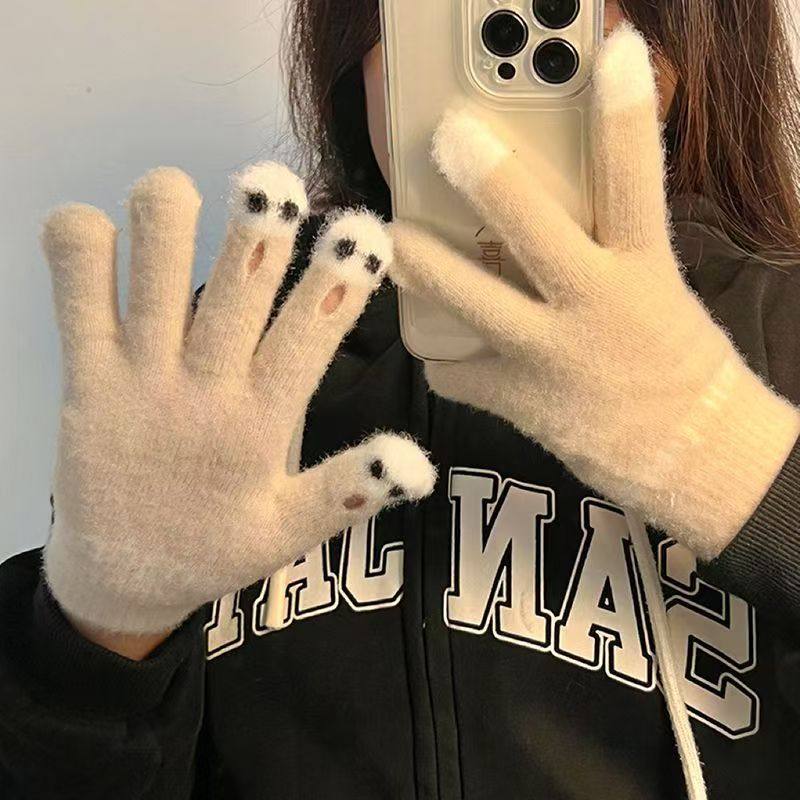 手套女冬季新款可爱卡通保暖学生玩手机写字露指触屏骑车加绒加厚,服饰配件/皮带/帽子/围巾,手套,淘宝优惠券,粉丝福利购,淘宝优惠卷