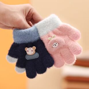 儿童手套宝宝卡通连指手套男孩女童冬季保暖防风婴幼儿一岁五指套