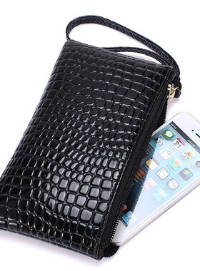 黑色手拿包女钱包石头纹零钱位手机包小清新出街简约小包