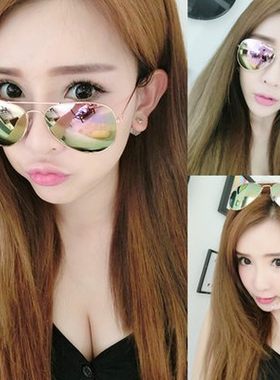 墨镜女潮明星款眼镜圆形彩色太阳镜女士圆脸韩国复古眼睛一件包邮