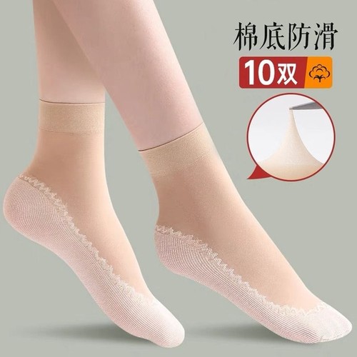 防勾丝中筒棉底丝袜防滑排汗透气