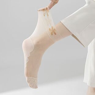 蕾丝花边四叶草防勾丝袜透气春秋超薄短袜夏季 防滑耐磨短款