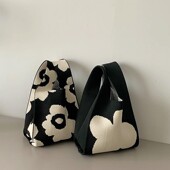 手提袋子针织手拎包时尚 日式 手挽手腕包溜娃手提袋外出上班小拎包