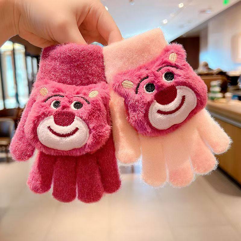儿童手套冬季男童女童保暖五指草莓熊卡通女孩2-10岁宝宝可爱分指,童装/婴儿装/亲子装,手套,淘宝优惠券,粉丝福利购,淘宝优惠卷