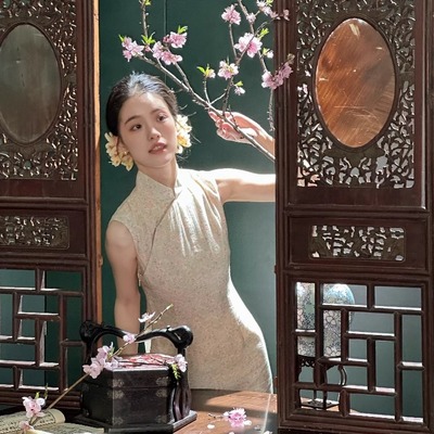 Ti提提 佩兰·港工 淡黄色小碎花旗袍中式国风长裙气质百搭连衣裙