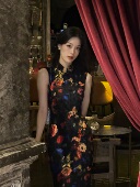 Ti提提 网纱植绒港工旗袍 繁花