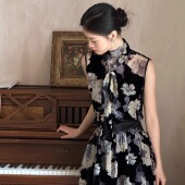 改良套装 原创烂花绒新中式 国风两件套小众半身裙 花影 Ti提提