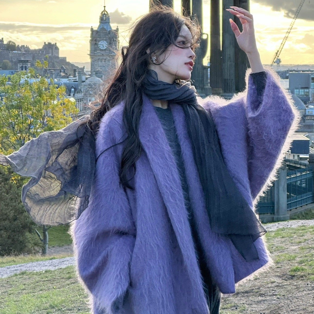 Ti提提&若葉联名款 蒲公英 重工紫色拉绒蚕丝羊毛绝美开衫式外套,女装/女士精品,旗袍,淘宝优惠券,粉丝福利购,淘宝优惠卷