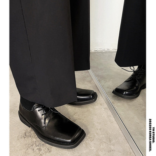 英伦风日系小皮鞋男软皮小众低帮鞋哑光透气方头休闲单鞋德比鞋