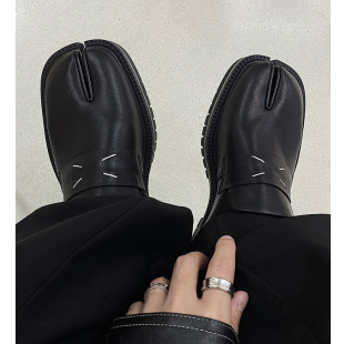 男低帮套脚猪蹄靴厚底情侣女轻奢小皮鞋 Fang even分趾真皮马蹄鞋