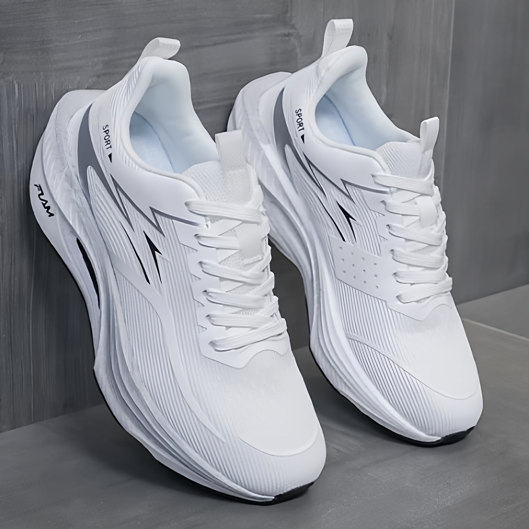 青少年白色男鞋网面透气跑步鞋中学生男女军训碳板软底运动小白鞋