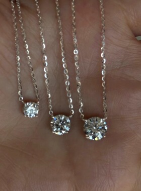 s925银赵露思同款闪亮锆石项链女轻奢精致不掉色高级感单钻锁骨链