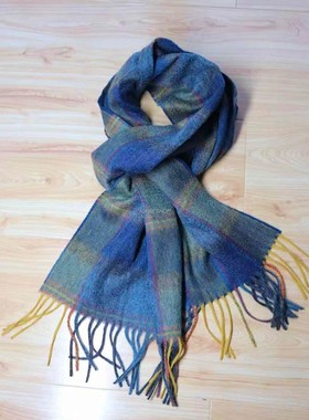 NASE 19-20年冬季北欧大牌订单精梳白绒斜纹格子男女通用款围巾