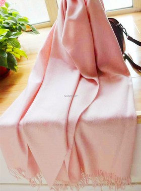 NASE 19年秋冬季节可爱MM公主嫩粉色重磅羊毛围巾披肩两用福利价