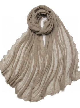 秋季高奢纯羊绒围巾秋冬保暖女纯色薄款100支空调披肩两用