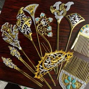 【霜翎阁】仿金银错唐风汉服供养人莫高窟复原插梳超大发簪配饰品