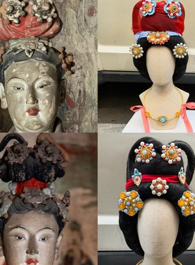 【霜翎阁】辽金神仙仕女图全套装发同款汉服配饰品复原古画塑像宋
