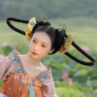 【霜翎阁】扇形超长发簪隋代插梳唐风汉服复原套装配饰品{小重山}