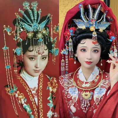【霜翎阁】黛玉大婚宝钗凤凰套装婚服新娘汉服发配饰品{木石前盟}