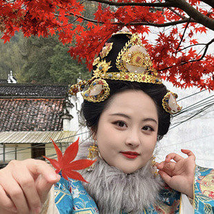 【霜翎阁】复原多宝明制头面套装婚礼服簪狄髻汉服配饰品发冠挑牌