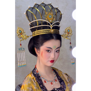 【霜翎阁】武周唐制女官帽子汉服唐发冠配饰品懿德太子墓壁画衍生