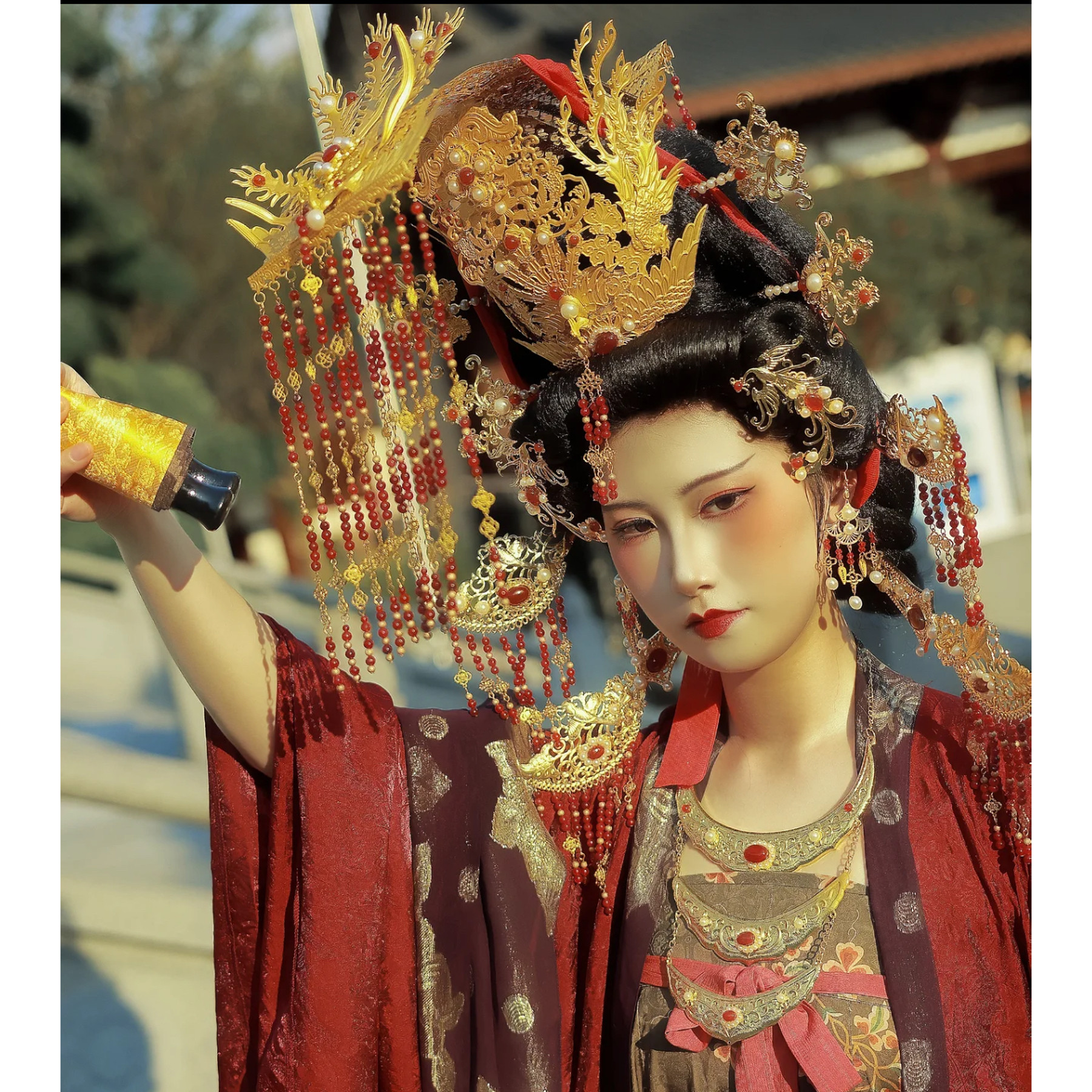 【霜翎阁】冕旒发冠则天唐风汉服全套装古风发饰品女皇帝｛武曌｝