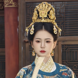 【霜翎阁】狄髻头面明制宝石套装复原簪子汉服配饰品发冠｛凤昭｝