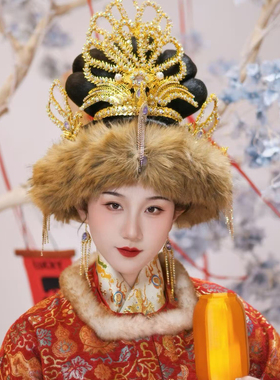 【霜翎阁】红楼梦卧兔儿抹额汉服古风配额饰品明制秋冬保暖火彩凤