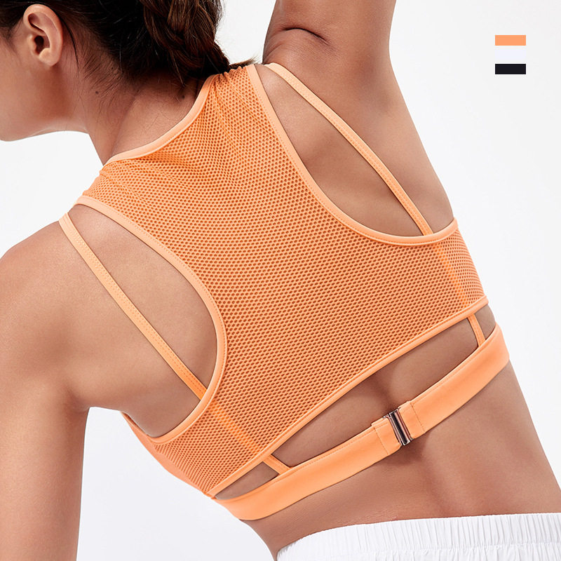 春夏新款瑜伽服薄网透气运动内衣女带胸垫跑步防震防下垂聚拢背心