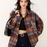 轻薄凉感空调衫手绘涂鸦印花撞色插肩长袖T恤打底衫，女装蕾丝衫/雪纺衫，衣嘉衣服饰