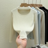 半高领镂空针织毛衣女秋冬加厚坑条修身内搭温柔风保暖打底衫，女装针织衫/毛衣，衣嘉衣服饰