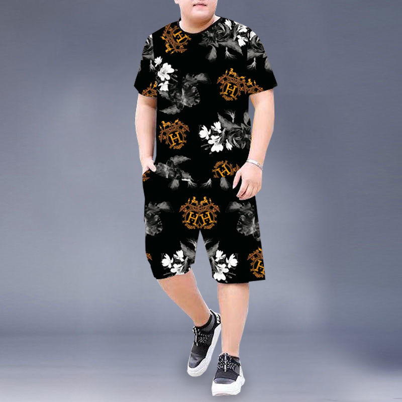 夏天冰丝速干短袖短裤套装男士休闲潮流显瘦男生百搭短裤运动服