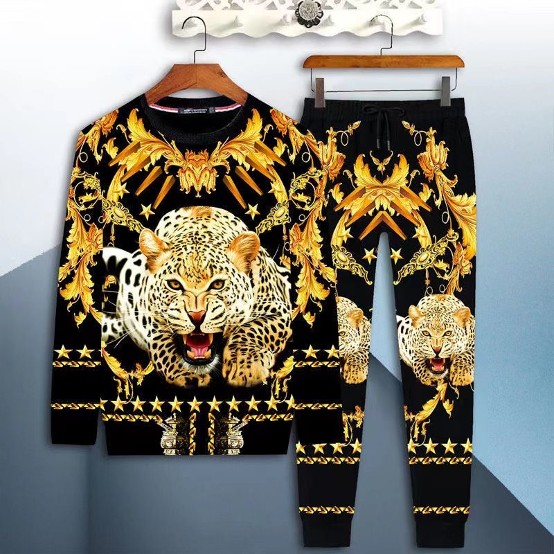 春秋新款运动长裤套装潮牌宽松时尚帅气精神小伙男士休闲两件套装