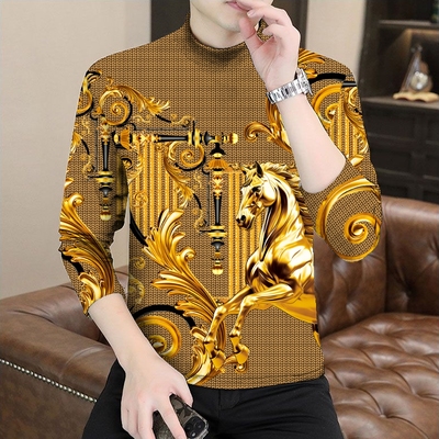 2026年男士秋冬季新款德绒保暖打底衫半高领内搭上衣时尚帅气百搭