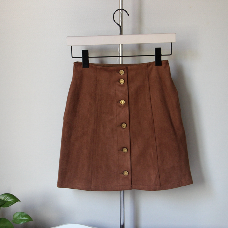 m**ssy鹿皮绒秋冬通勤纯色半身裙