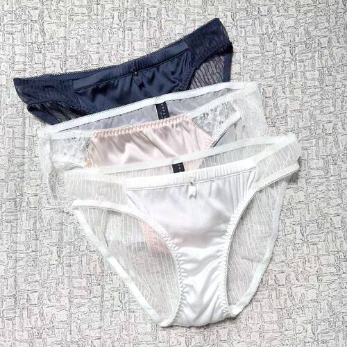 新品高品质女士内裤三角薄款网纱桑蚕丝拼接透气性感弹力