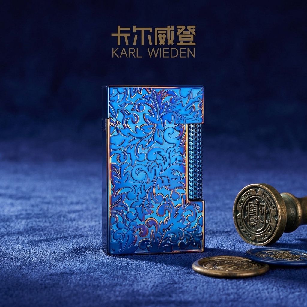 【送赠品】KW卡尔威登朗声煤油打火机高级送男友生日礼物烤蓝唐草