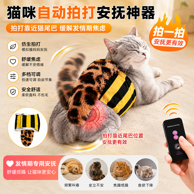 母猫咪发情期自安慰器玩具棒自动拍打拍屁股缓解焦虑电动安抚神器