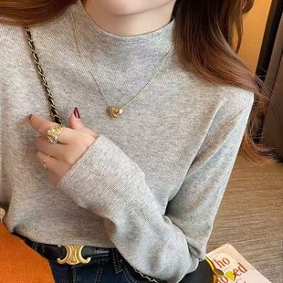 小众设计感毛衣女秋冬内搭加厚2026新款韩版百搭半高领打底衫外穿