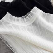 短款 网纱半高领针织小吊带背心女内搭打底衫 无袖 上衣外穿蕾丝毛衣