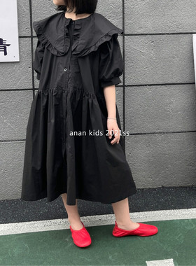 2021ss原创定制儿童女童夏季oversize连衣裙 黑/白