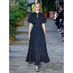 系带领斗篷收腰大摆公主风连衣裙裙子 Design Fashion夏季 新款 女装