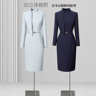 秋季职业连衣裙女高级感前台接待气质工作装美容院案场客服工作服
