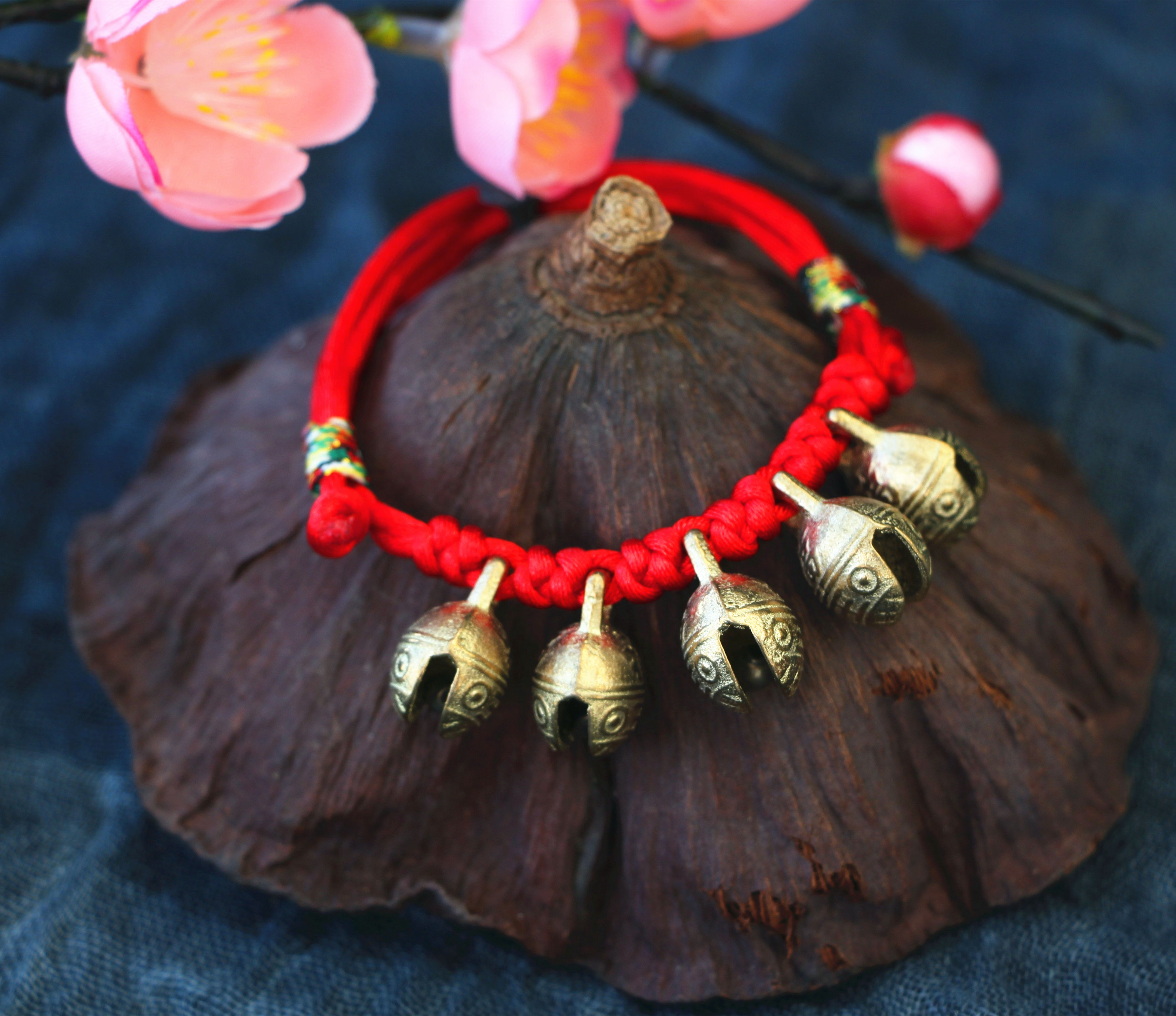 会响手链脚链铜学走路婴幼儿宝宝红